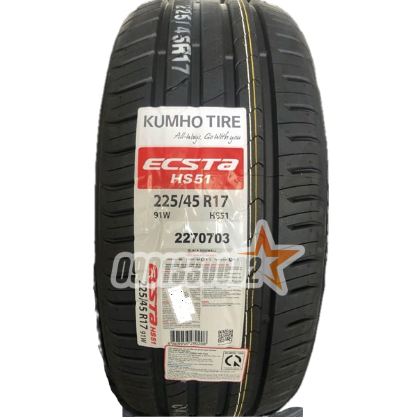 LỐP (VỎ) XE KUMHO 225/45R17 91W ECSTA HS51 1 LỐP (VỎ) XE KUMHO 225/45R17 91W ECSTA HS51